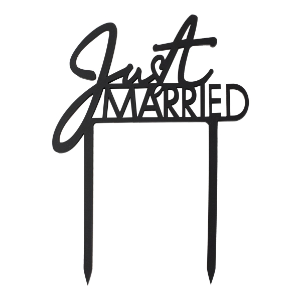 Cake Topper - Just Married - Black